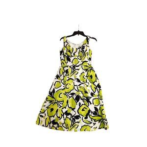 Sangria Floral Textured Cotton Size 6 Green Black sleeveless